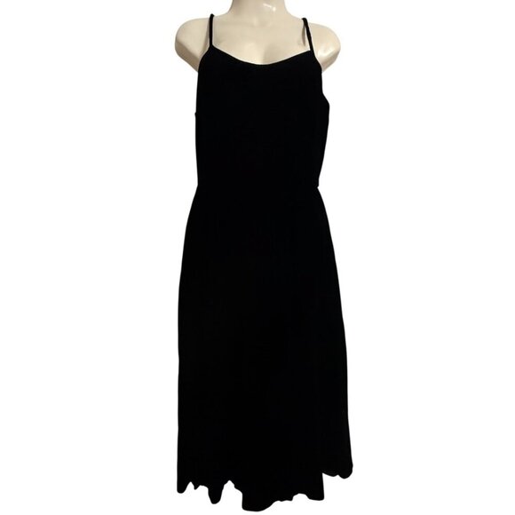 Unbranded Black Plush Velvet Evening Slip Dress SZ 10 Glam Cocktail Y2K - Picture 1 of 6
